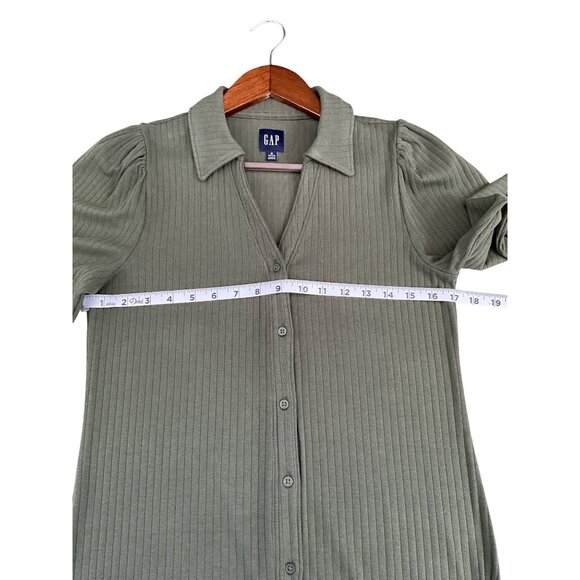 Gap M Petite Green Ribbed Button-Down Cardigan Dress - Picture 5 of 12